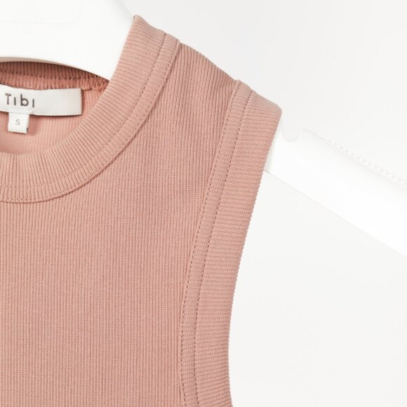 Tibi Toffee Ribbed T-Shirt Racerback Bodysuit - Picture 5 of 9